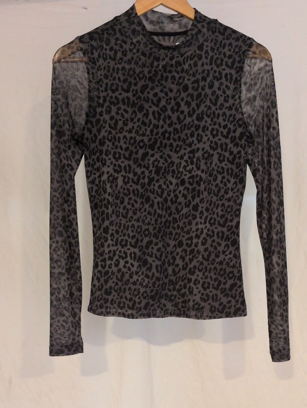 Mint Velvet Long Sleeve Mesh Animal Print Blouse Top - S
